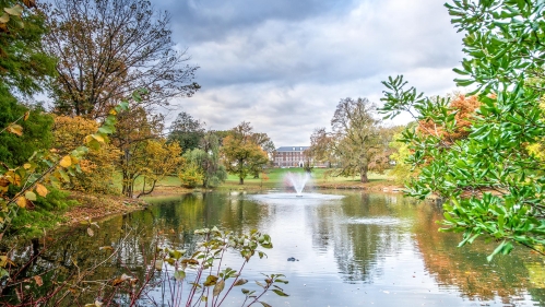Passion Puddle with Martin Hall in the background.